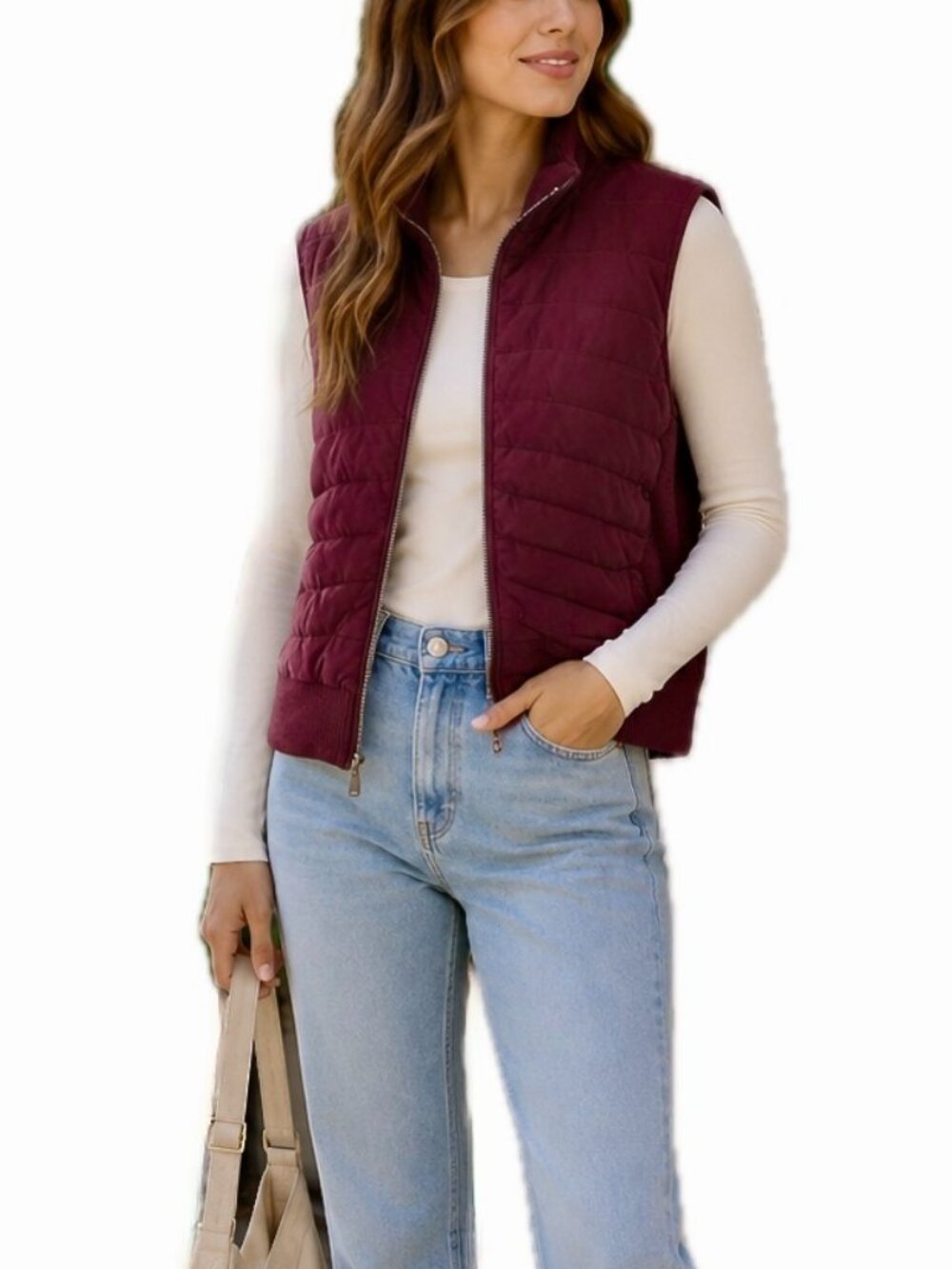 ATHLETA Women's Hanover Hybrid Puffer Vest Mixed Media NEW